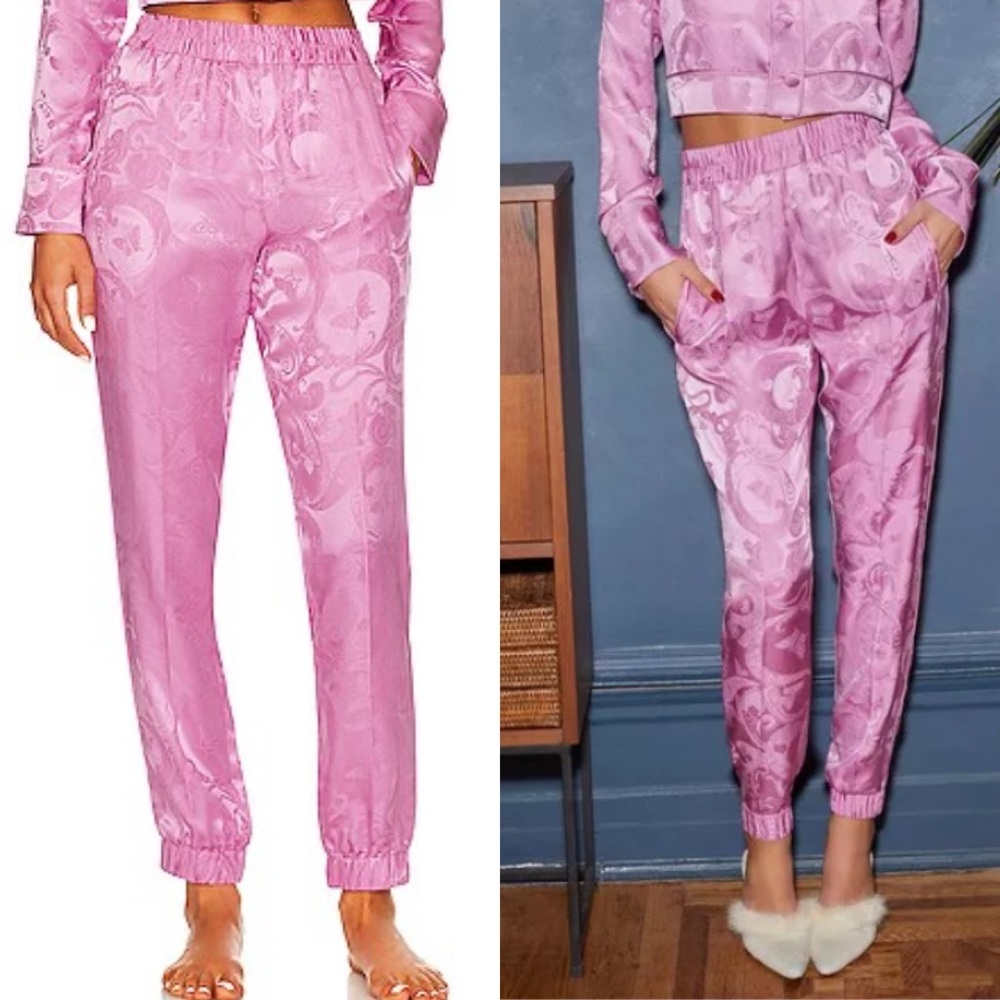 Fleur Du Mal Pajama Track Pant in Azalea Paisley Jacquard Elastic Waist‎ Size M
